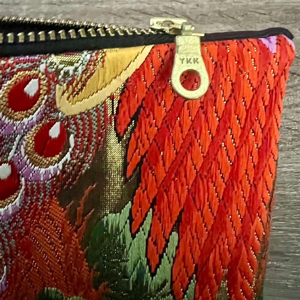 Multicolor Peacock Floral Tapestry Wristlet Bag Zip Pouch Tassel - Picture 12 of 14